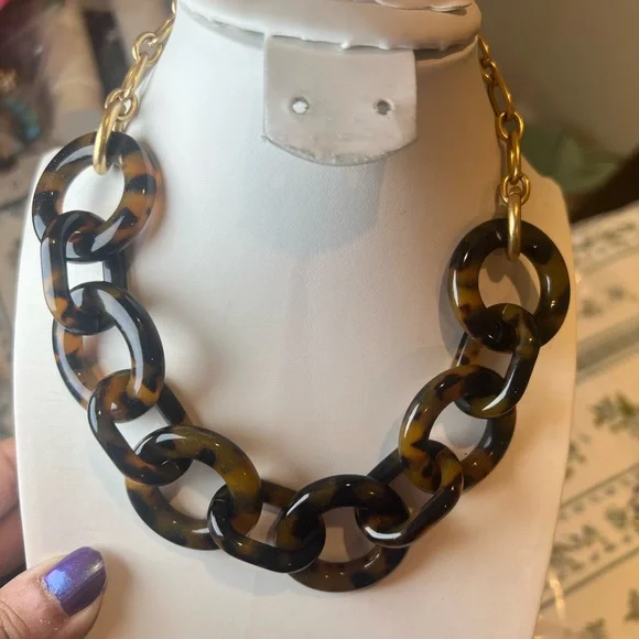 #17 JCrew Tortoiseshell Link Chain Necklace - Women Jewelry - Picture 1 of 1